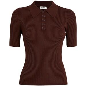 Sandro ribbed polo shirt Bordeaux